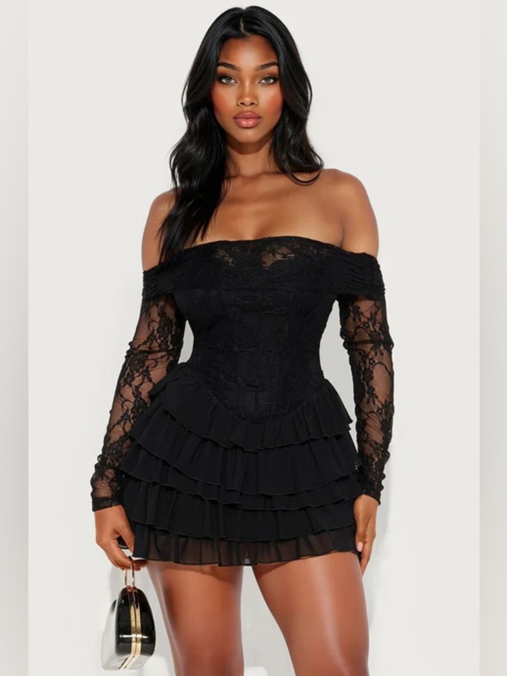 Fashion Nova Black Lace Mini Dress